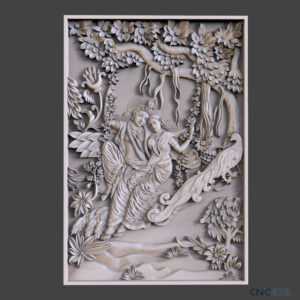 3DGOD-1107 Radha Krishna ji in Jhula with tree Face 3D CNC Model Artcam Relief & STL Download CNCadda.in