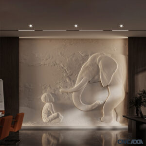 3DWD-1116 Wall Decor Elephant Design CNC 3D Model Artcam Relief & STL File Download CNCadda.Com